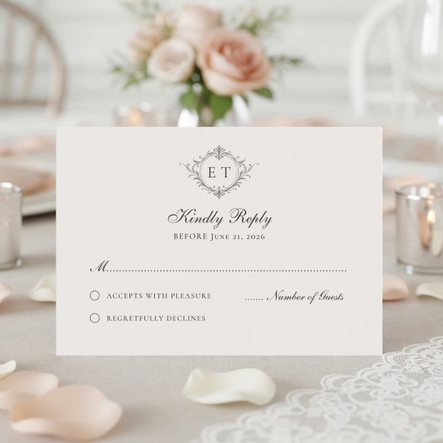 Carte de réponse de mariage à monogramme de campag (Créateur téléchargé)