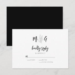 Carte de réponse de mariage à monogramme de script