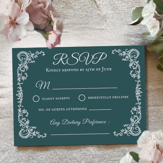 Carte de réponse de mariage à monogramme floral vi (Créateur téléchargé)