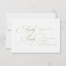 Carte de réponse de mariage à monogramme "H" vert 