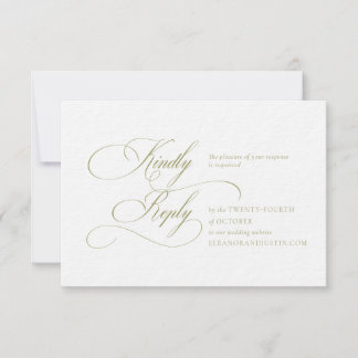 Carte de réponse de mariage à monogramme "H" vert 