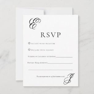 Carte de réponse de mariage à monogramme minimalis
