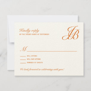 Carte de réponse de mariage à monogramme script (O