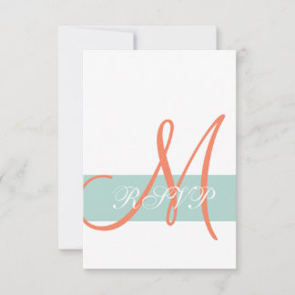 Carte de réponse de mariage à monogramme vert ment