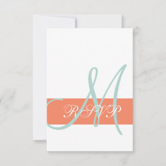 Carte de réponse de mariage à monogramme vert ment
