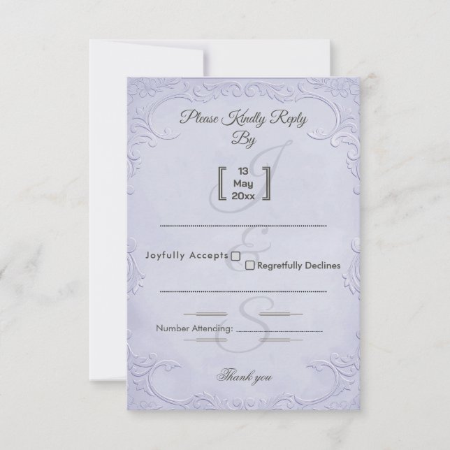 Carte de réponse de mariage à motif floral violet  (Devant)