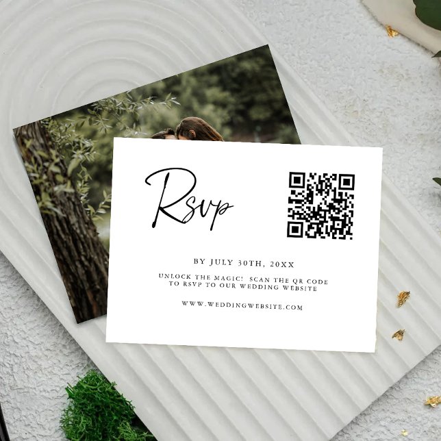 Carte de réponse de mariage à numériser Chic Scrip (Créateur téléchargé)