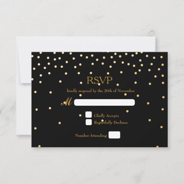 Carte de réponse de mariage à points de confettis  (Devant)