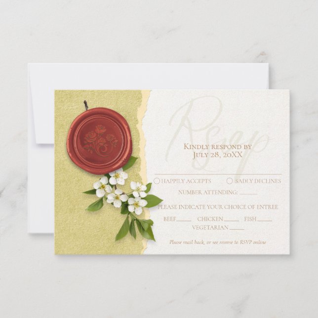 Carte de réponse de mariage à sceau rouge (Devant)