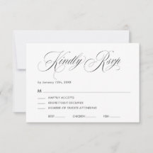 Carte de réponse de mariage à script élégant minim