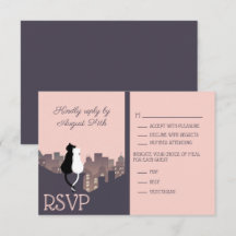 Carte de réponse de mariage à thème chat