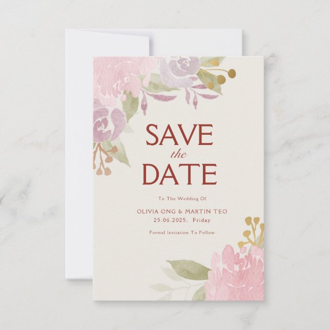 Carte de réponse de mariage à thème jardin classiq (Devant)