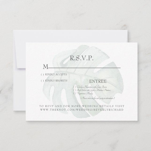 Carte de réponse de mariage à tige de feuillage tr (Devant)