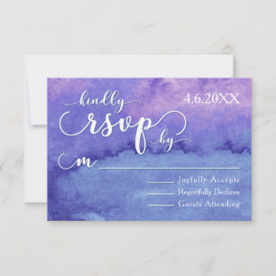 Carte de réponse de mariage à typographie blanche