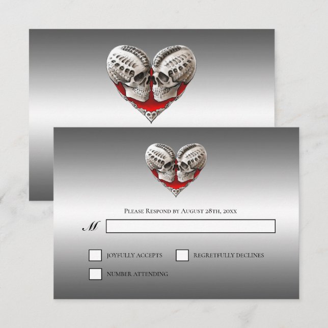 Carte de réponse de mariage alternatif Halloween g (Devant / Derrière)