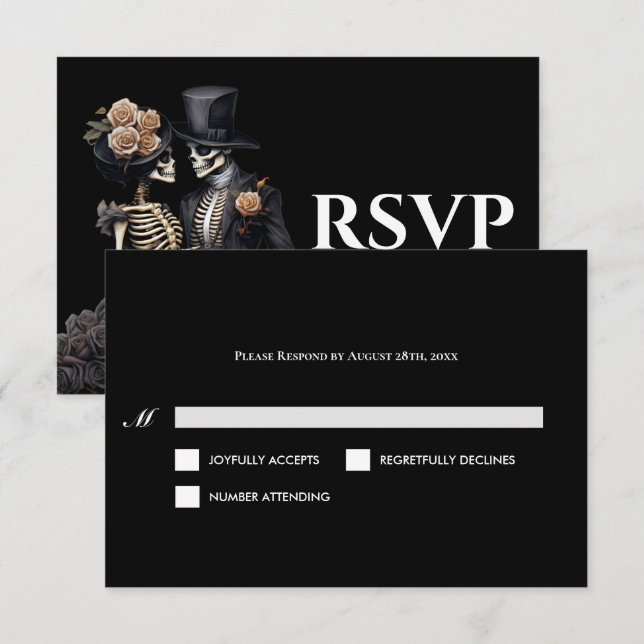 Carte de réponse de mariage alternatif Halloween g (Devant / Derrière)