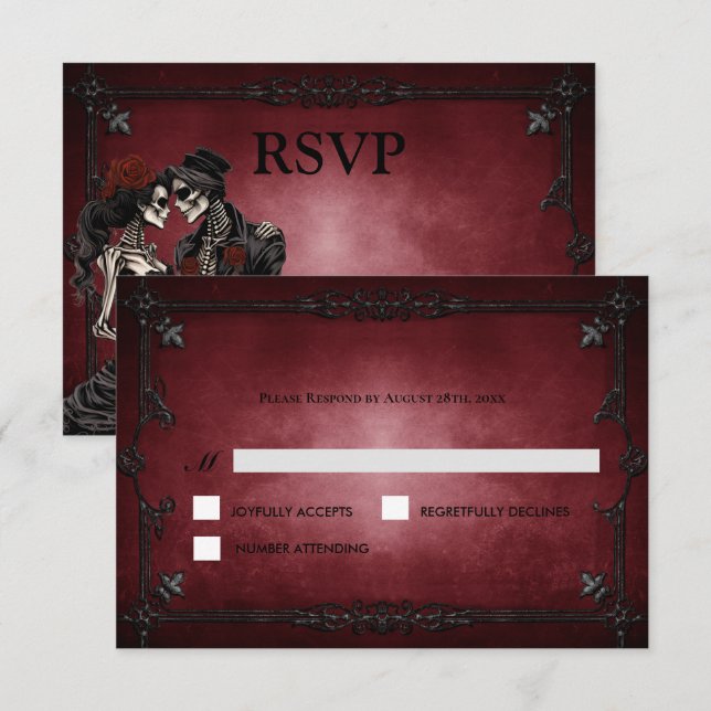 Carte de réponse de mariage alternatif Halloween g (Devant / Derrière)