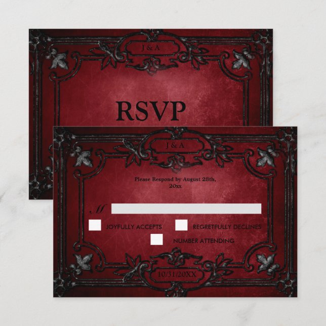 Carte de réponse de mariage alternatif Halloween g (Devant / Derrière)