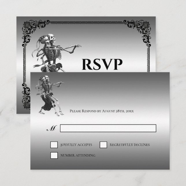 Carte de réponse de mariage alternatif Halloween g (Devant / Derrière)