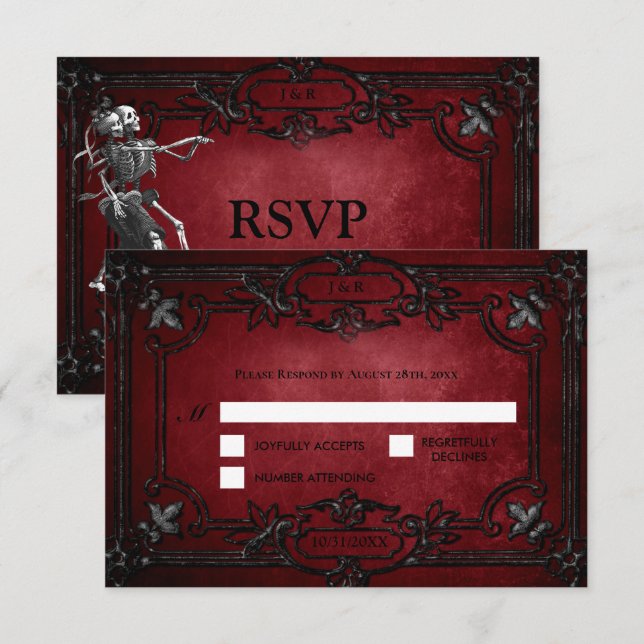 Carte de réponse de mariage alternative Halloween  (Devant / Derrière)