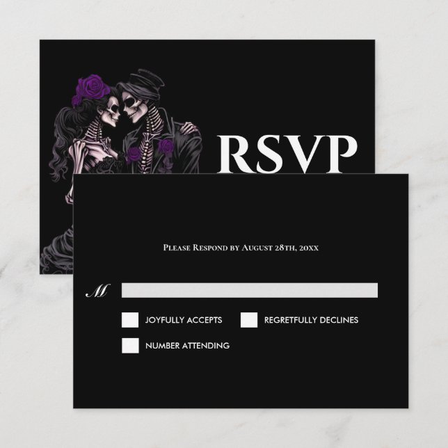 Carte de réponse de mariage alternative Halloween  (Devant / Derrière)
