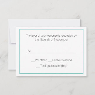 Carte de réponse de mariage Aqua et Blanc