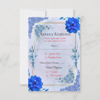 Carte de réponse de mariage aquarelle marine