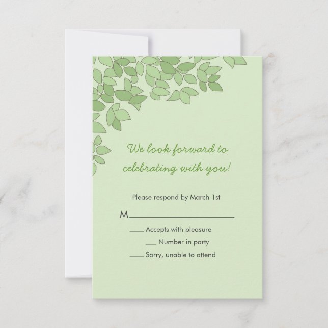 Carte de réponse de mariage Arbre Vert (Devant)