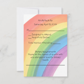 Carte de réponse de mariage arc-en-ciel à l'aquare