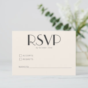 Carte de réponse de mariage Art Déco ivoire crème