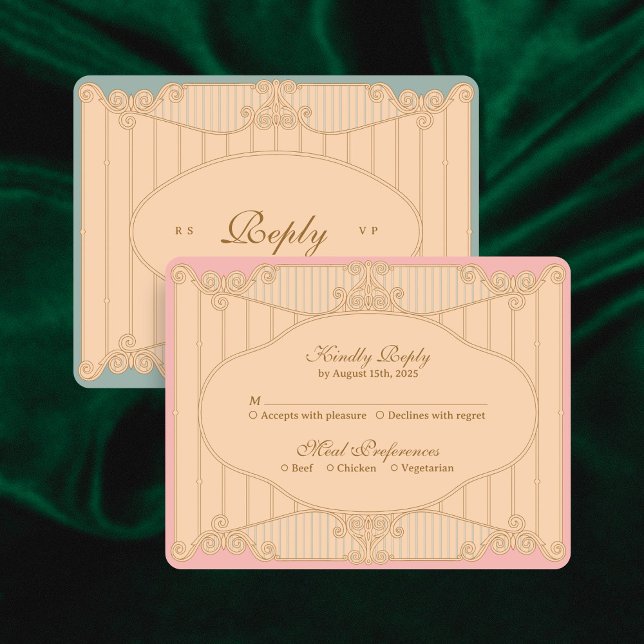 Carte de réponse de mariage Art Nouveau ornée (Créateur téléchargé)