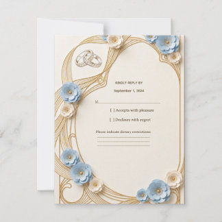 Carte de réponse de mariage Art Nouveau pastel ble