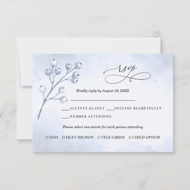 Carte de réponse de mariage au bouleau gelé  (Devant)