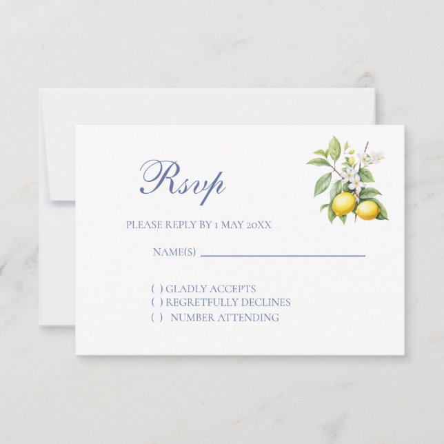 Carte de réponse de mariage au citron (Devant)