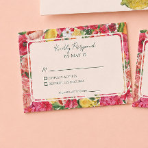 Carte de réponse de mariage au citron et à l'orang