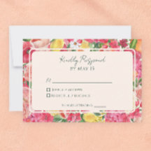 Carte de réponse de mariage au citron et à l'orang