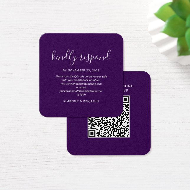 Carte de réponse de mariage au code QR élégante mo (Bureau)