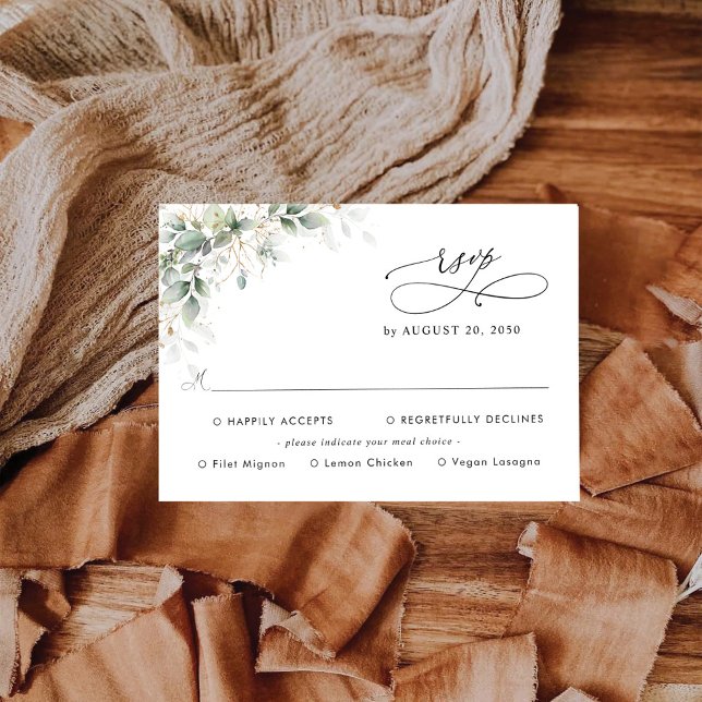 Carte de réponse de mariage au eucalyptus avec cho (Créateur téléchargé)