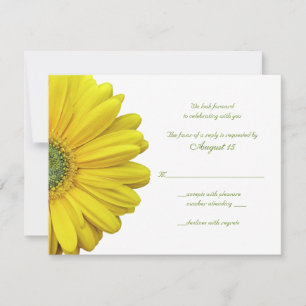 Carte de réponse de mariage au gérbera jaune