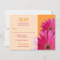Carte de réponse de mariage au gérbera rose orange