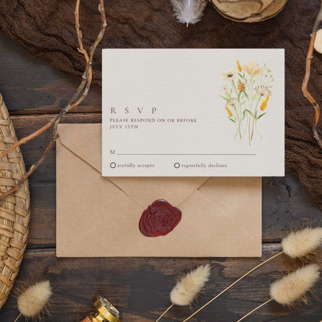 Carte de réponse de mariage au jardin botanique de (Wildflowers Botanical Garden Wedding RSVP)