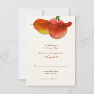 Carte de réponse de mariage au lys calla orange