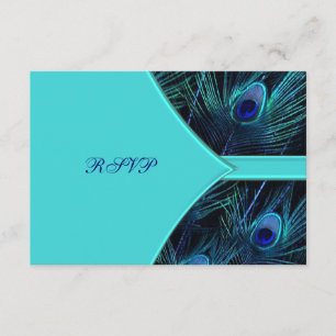 Carte de réponse de mariage au paon bleu sarcelle