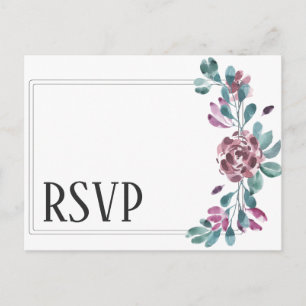 Carte de réponse de mariage au pivoine pourpre