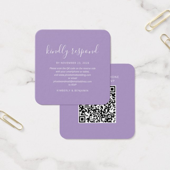 Carte de réponse de mariage au QR Code élégante et (Bureau)