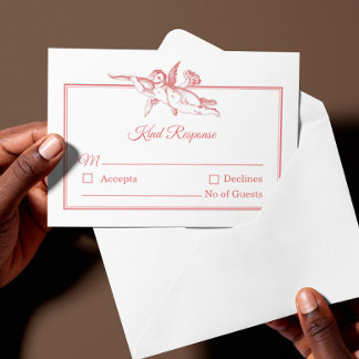 Carte de réponse de mariage au rose poudré Toile d