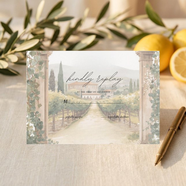 Carte de réponse de mariage au vignoble italien |  (Créateur téléchargé)
