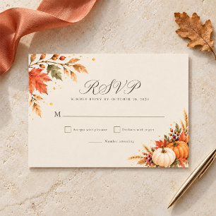 Carte de réponse de mariage automnal à la citrouil