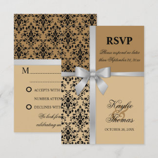Carte de réponse de mariage automnal avec ruban ar