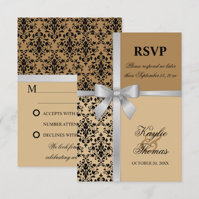 Carte de réponse de mariage automnal avec ruban ar (Devant / Derrière)